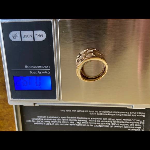 14K Pure Yellow Gold Bold Band Heart Motif Sz 7 - Picture 4 of 4